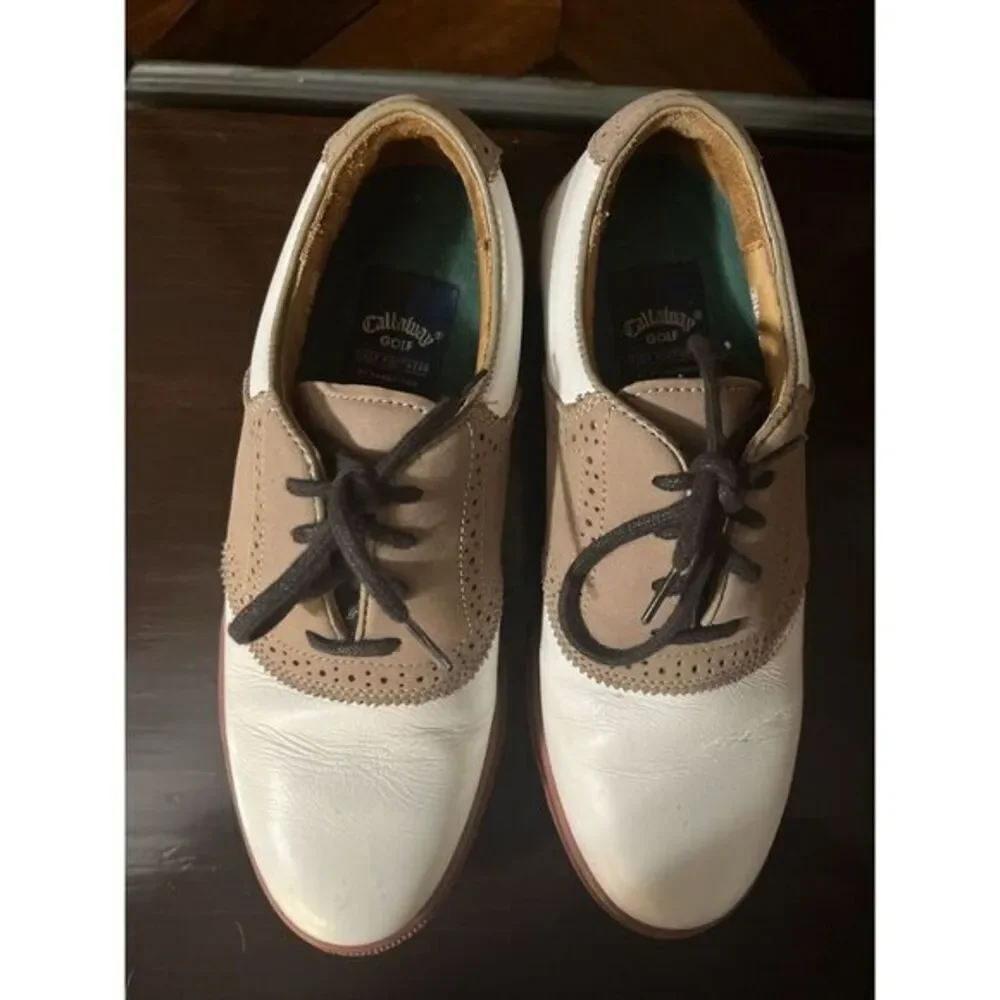 Mens/Callaway/Golf/Shoes/Size9/Leather/White/Brown/GS501‎ SZ 5